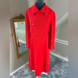 Vintage 70s Neon Orange Double Breasted Mod Coat Union Made